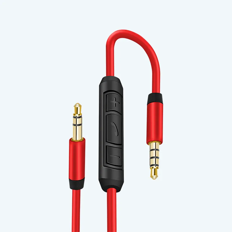 Cable auxiliar 1.2M con regulador de volumen y micrófono