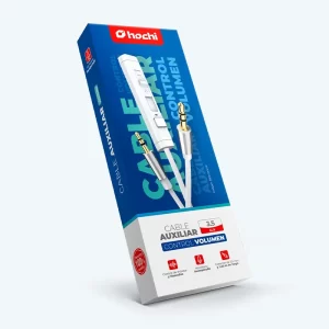 Cable auxiliar 1.2M con regulador de volumen y micrófono