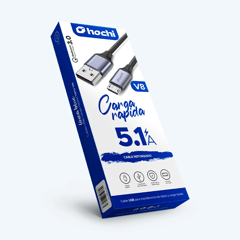 Cable Micro V8 5.1A Carga Rápida – Enmallado 1 Metro