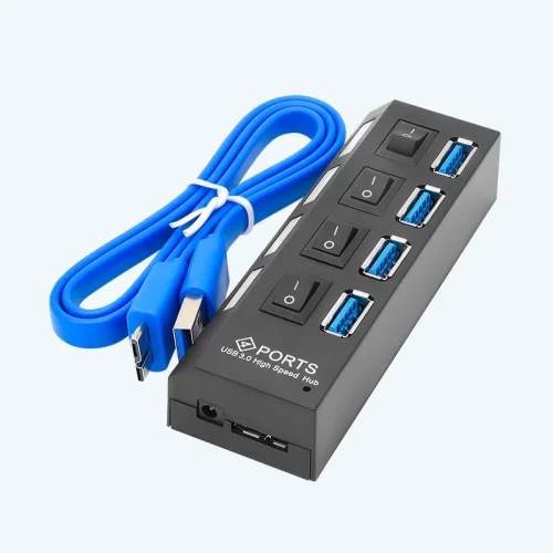 Hub USB 3.0 de 4 Puertos con Switch Independiente – Interruptor On/Off por Puerto