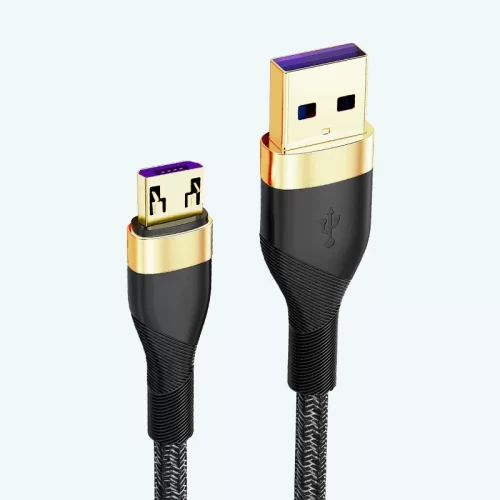 Cable Micro V8 5.1A Carga Rápida – Enmallado 1 Metro, Punta Morada