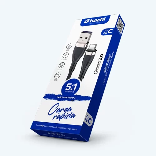 Cable Tipo-C 5.1A Carga Rápida – Enmallado 1 Metro