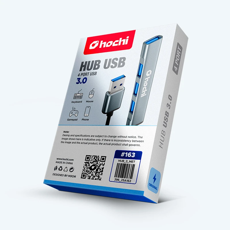 Hub USB 5 en 1 de Aluminio – 4 Puertos USB 3.0