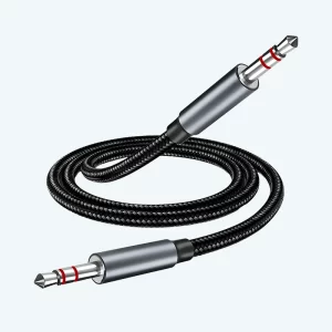 Cable Auxiliar de Audio Enmallado – 1 Metro, Plug 3.5mm, Alta Resistencia