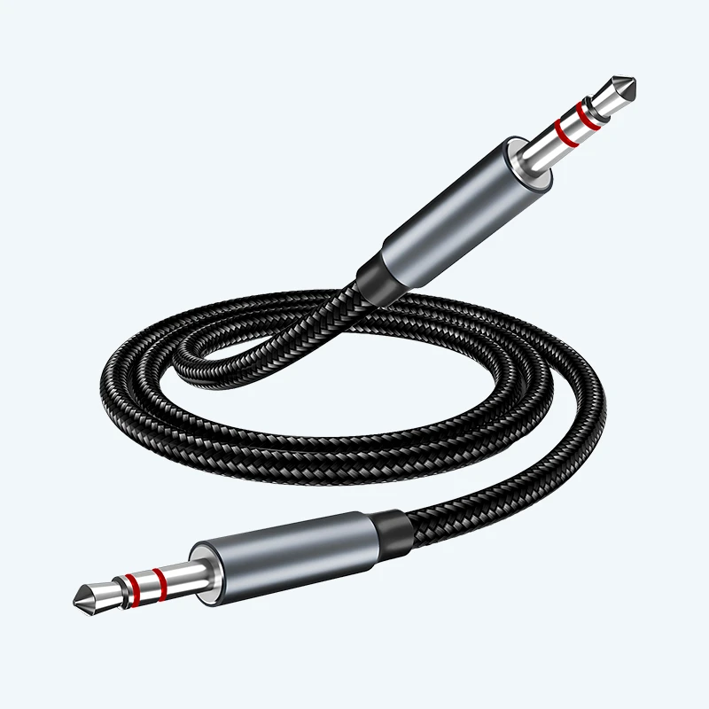 Cable Auxiliar de Audio Enmallado – 1 Metro, Plug 3.5mm, Alta Resistencia