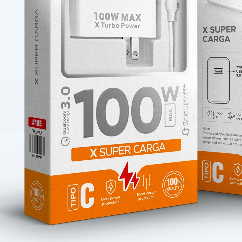 Cargador Huawei 100W Super Charge – Tipo-C, Tecnología QC 3.0