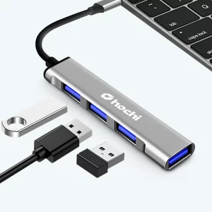 Hub USB-C 4 en 1 de Aluminio – 4 Puertos USB 3.0