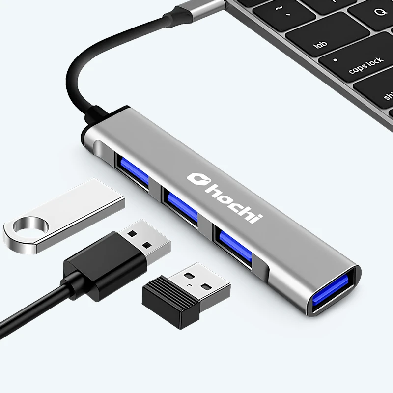 Hub USB-C 4 en 1 de Aluminio – 4 Puertos USB 3.0