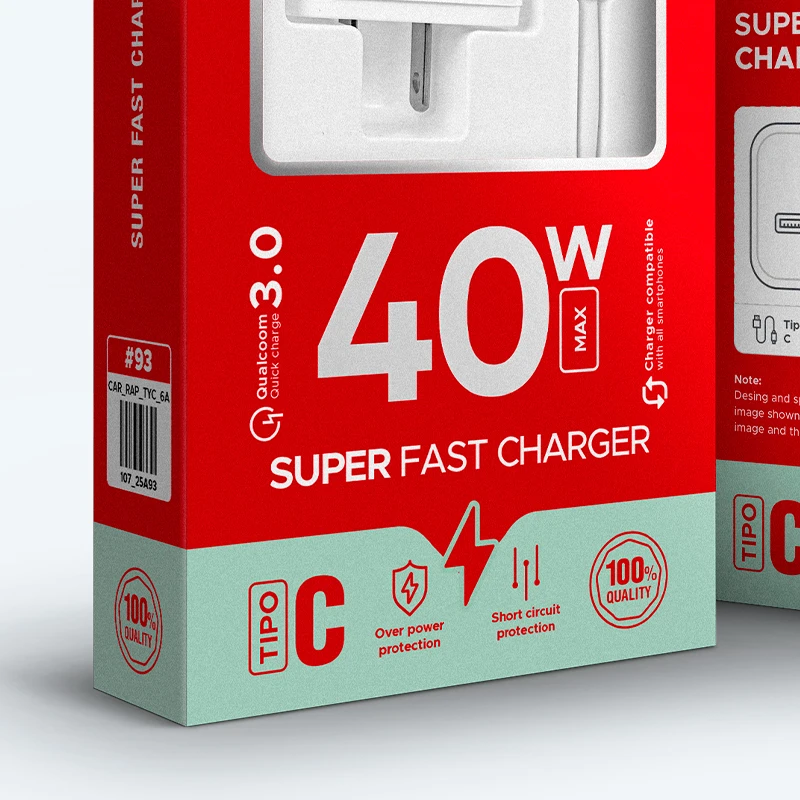 Cargador Hochi 40W Max 6A con Cable Tipo-C 1M