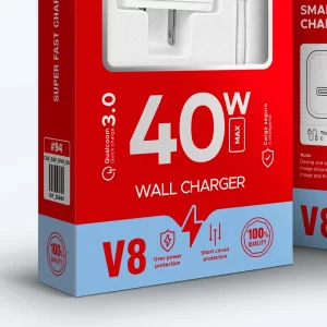 Cargador Hochi 40W Max 6A con Cable Tipo V8