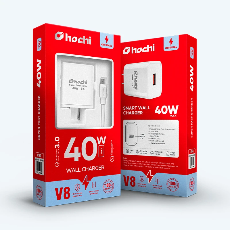 Cargador Hochi 40W Max 6A con Cable Tipo V8