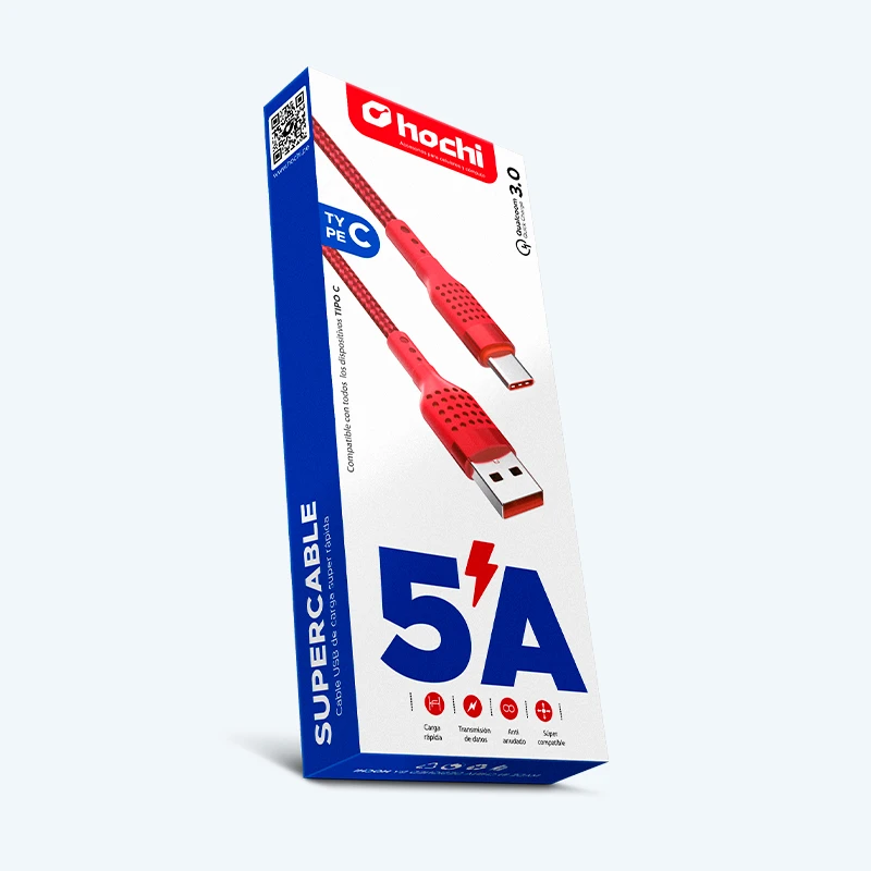Cable Tipo-C 5A Carga Súper Rápida – Enmallado 1 Metro