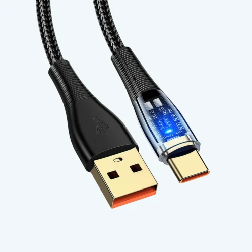 Cable Tipo-C con Luz 5A Carga Rápida – Enmallado 1 Metro