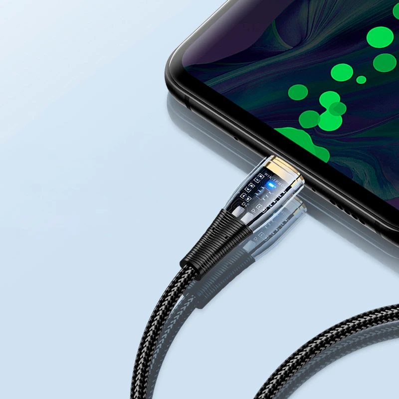 Cable Tipo-C con Luz 5A Carga Rápida – Enmallado 1 Metro